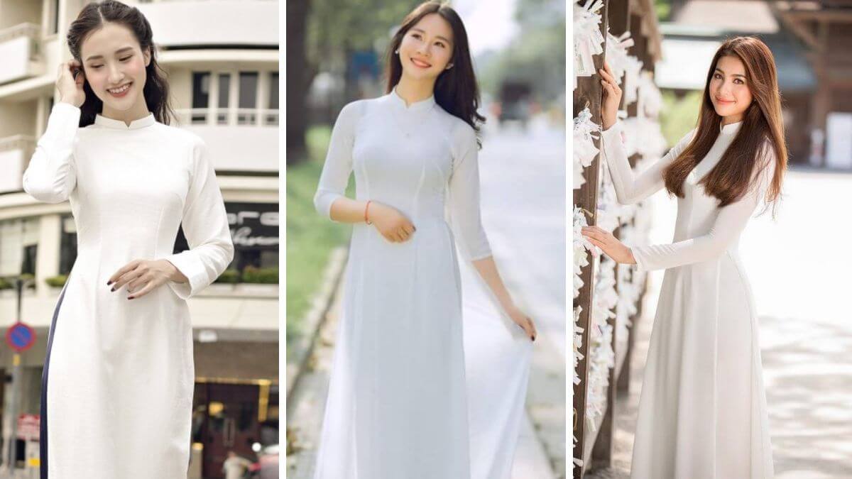 Áo dài 2 tà trắng thường mang nét đẹp tinh khôi, trong sáng