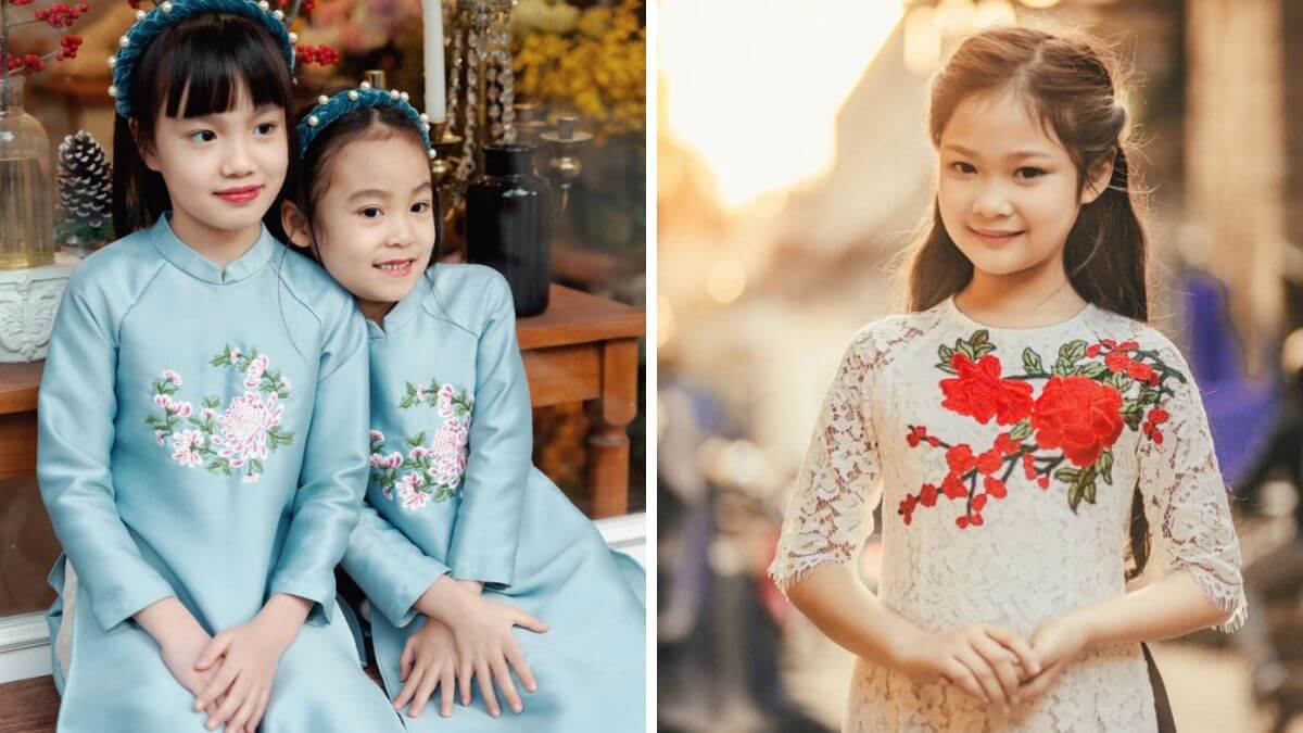 Phụ huynh có thể chọn may hoặc mua áo dài cách tân cho bé gái 14 tuổi