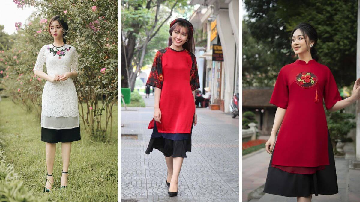 Những kiểu áo dài cách tân tà ngắn có thể phối với những phụ kiện khác nhau
