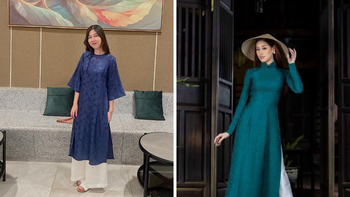 Những mẫu áo dài gấm xanh sẽ mang đến nét đẹp trang nhã cho người mặc