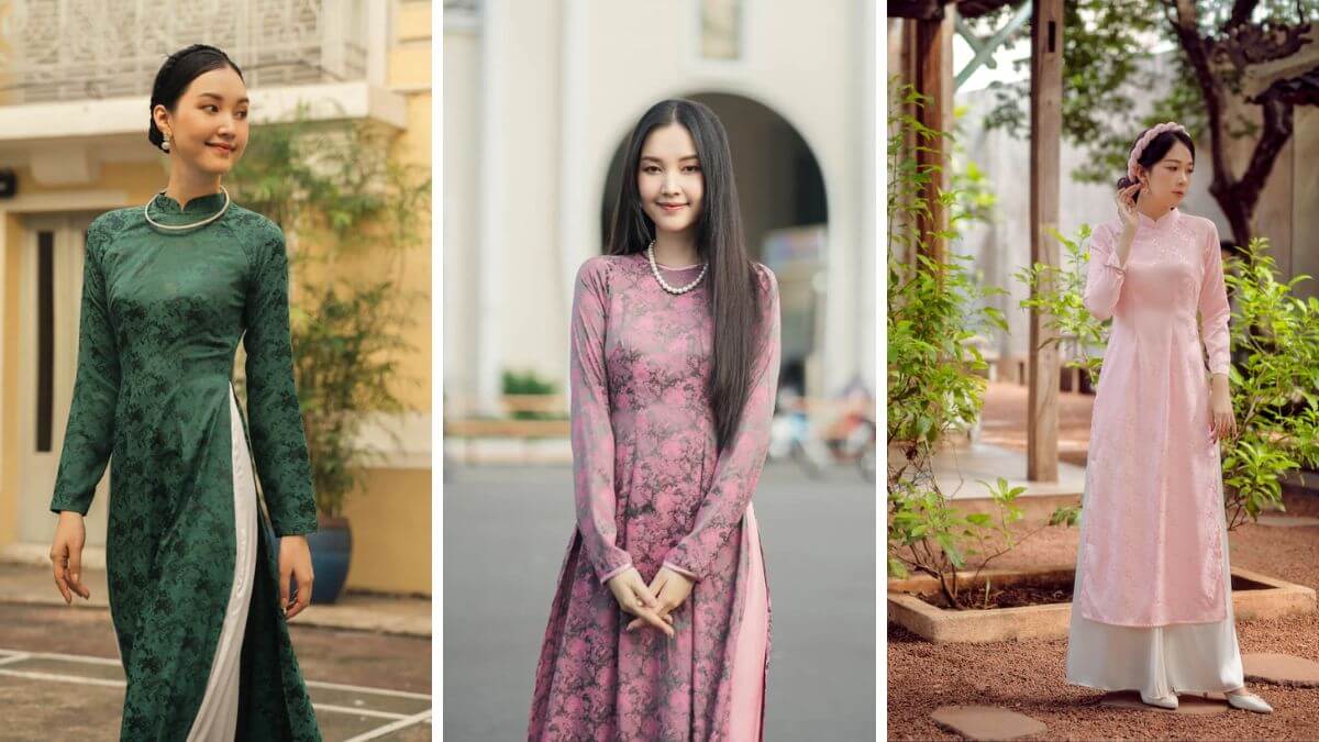 Các mẫu áo dài gấm ngày càng đa dạng