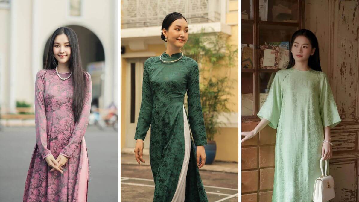 Các mẫu áo dài lụa gấm với kiểu dáng khác nhau sẽ tạo nên nét đẹp riêng biệt, mới mẻ