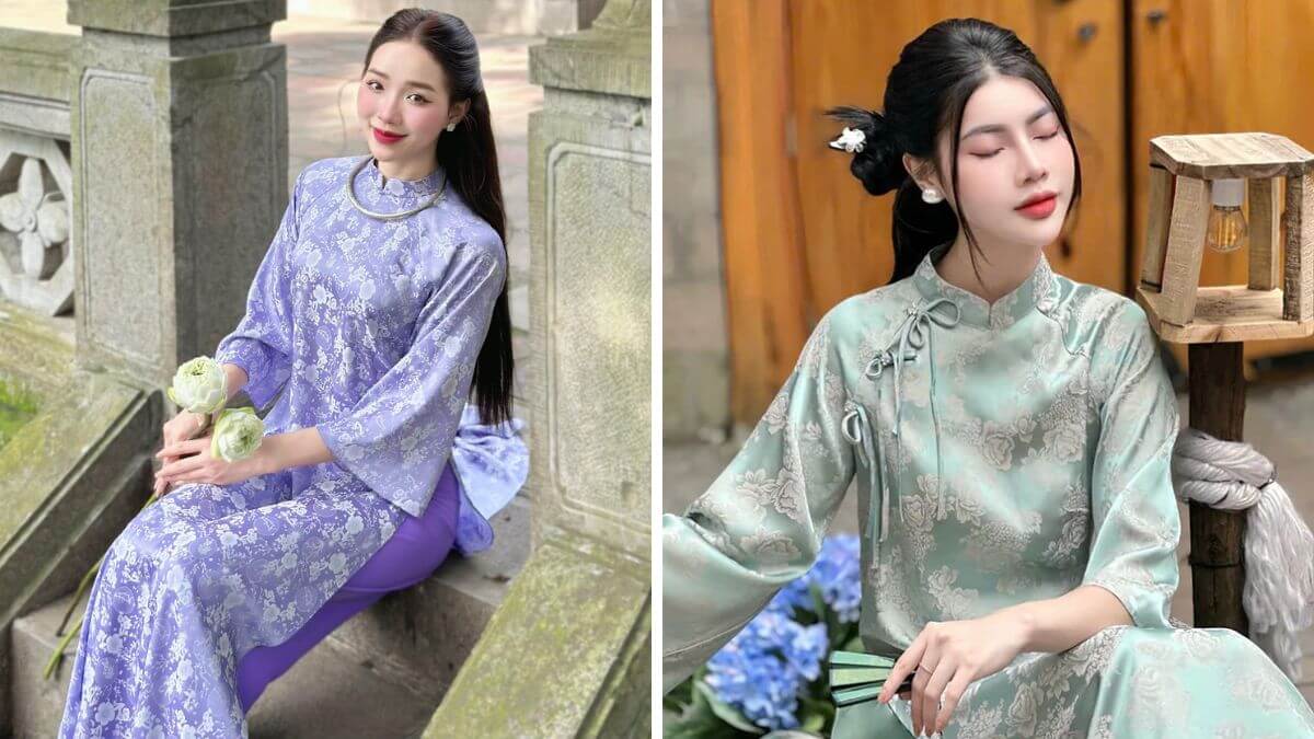 Những mẫu áo dài lụa gấm sẽ mang đến cho người mặc vẻ đẹp thanh nhã, dịu dàng