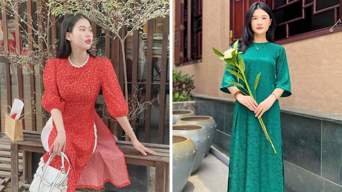 Những mẫu áo dài hoa nhí cổ tròn ngày càng được nhiều chị em yêu thích