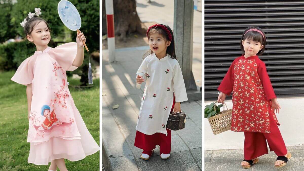 Những kiểu áo dài cách tân cho bé thường chú trọng các yếu tố khác nhau