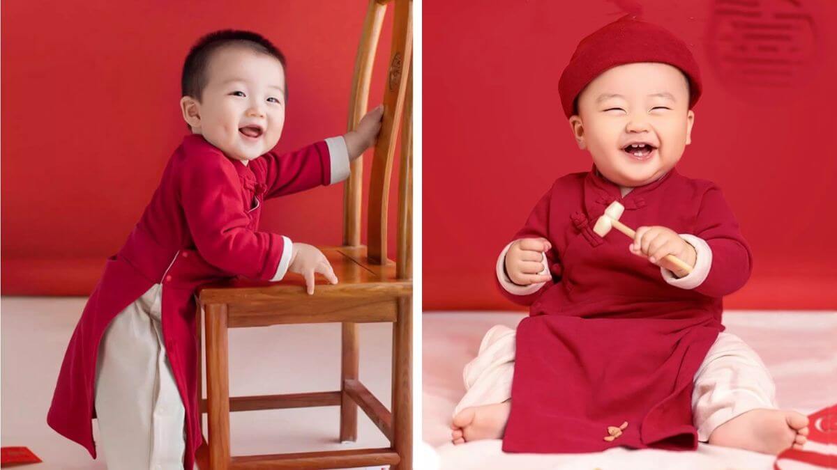 Nhiều phụ huynh thường chọn các mẫu áo dài Tết cho bé sơ sinh nhà mình
