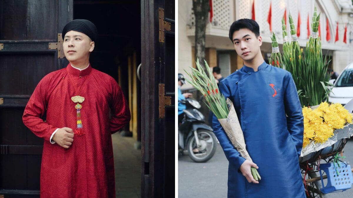 Các mẫu áo dài Tết nam được khá nhiều người yêu thích và sử dụng