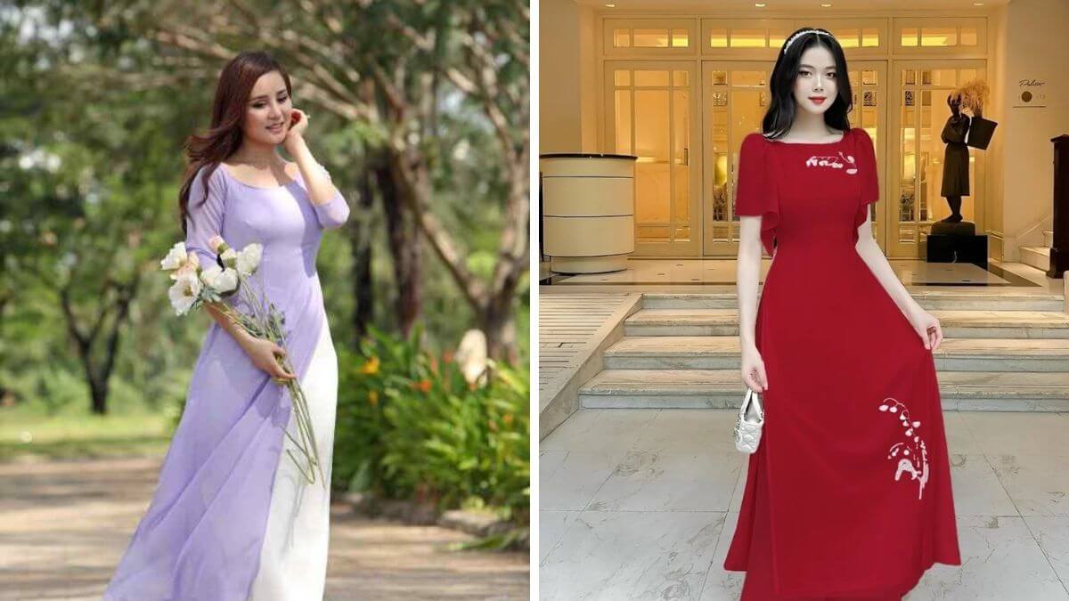 Kiểu áo dài cổ thuyền nhỏ sẽ tôn lên nét đẹp người mặc