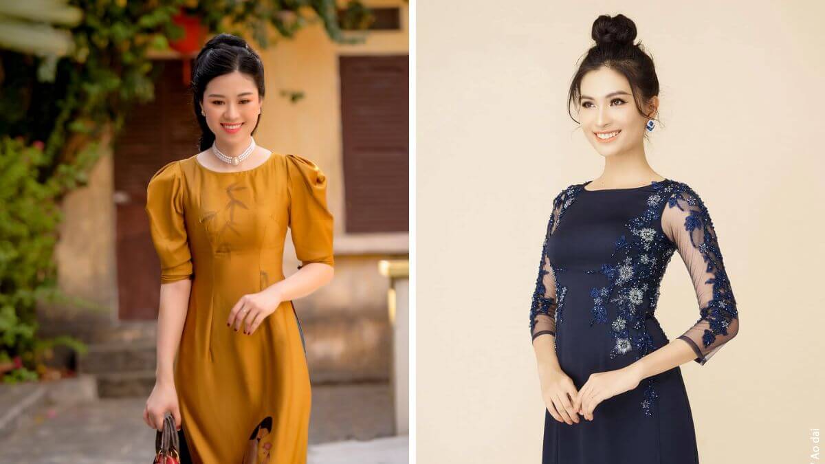 Các mẫu áo dài cổ thuyền nhỏ sẽ mang đến cho người mặc nét đẹp nhã nhặn