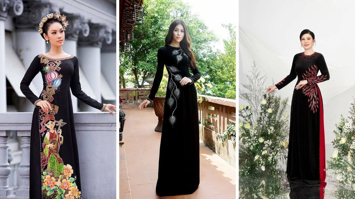 Áo dài màu đen có thể kết hợp với các quần màu khác nhau