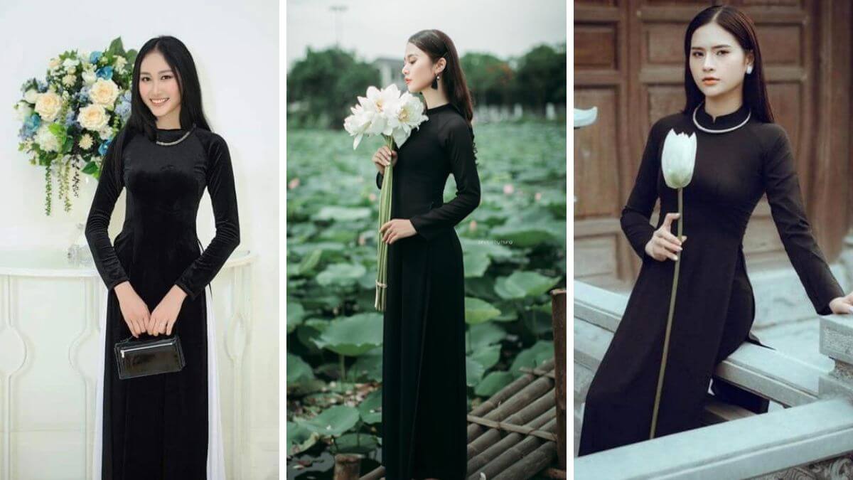 Các mẫu áo dài màu đen thường mang nét đẹp huyền bí, quyến rũ