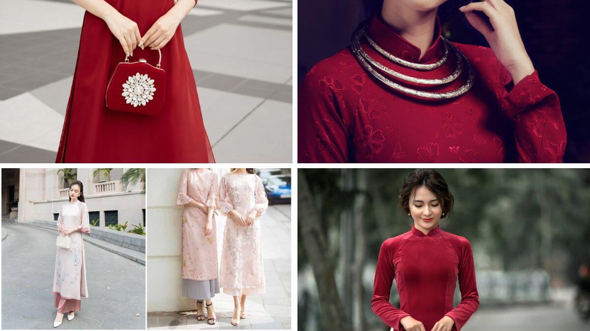 Bạn có thể phối áo dài màu đỏ với các phụ kiện khác nhau