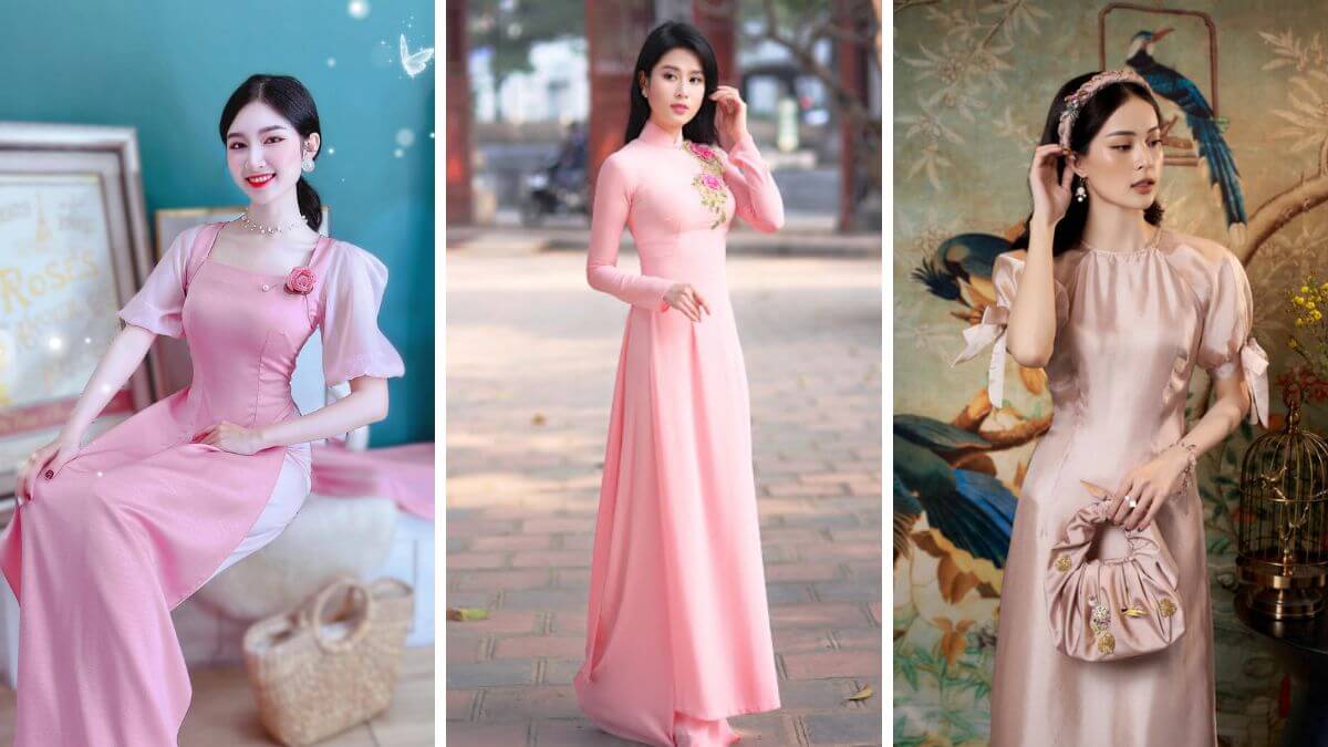 Các kiểu áo dài màu hồng thường mang đến cho người mặc vẻ ngọt ngào, nữ tính