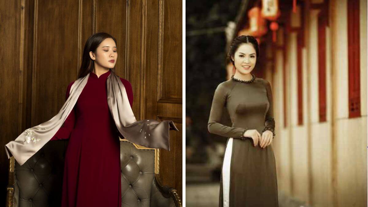 Các mẫu áo dài màu nâu thường mang nét đẹp nhẹ nhàng, tinh tế