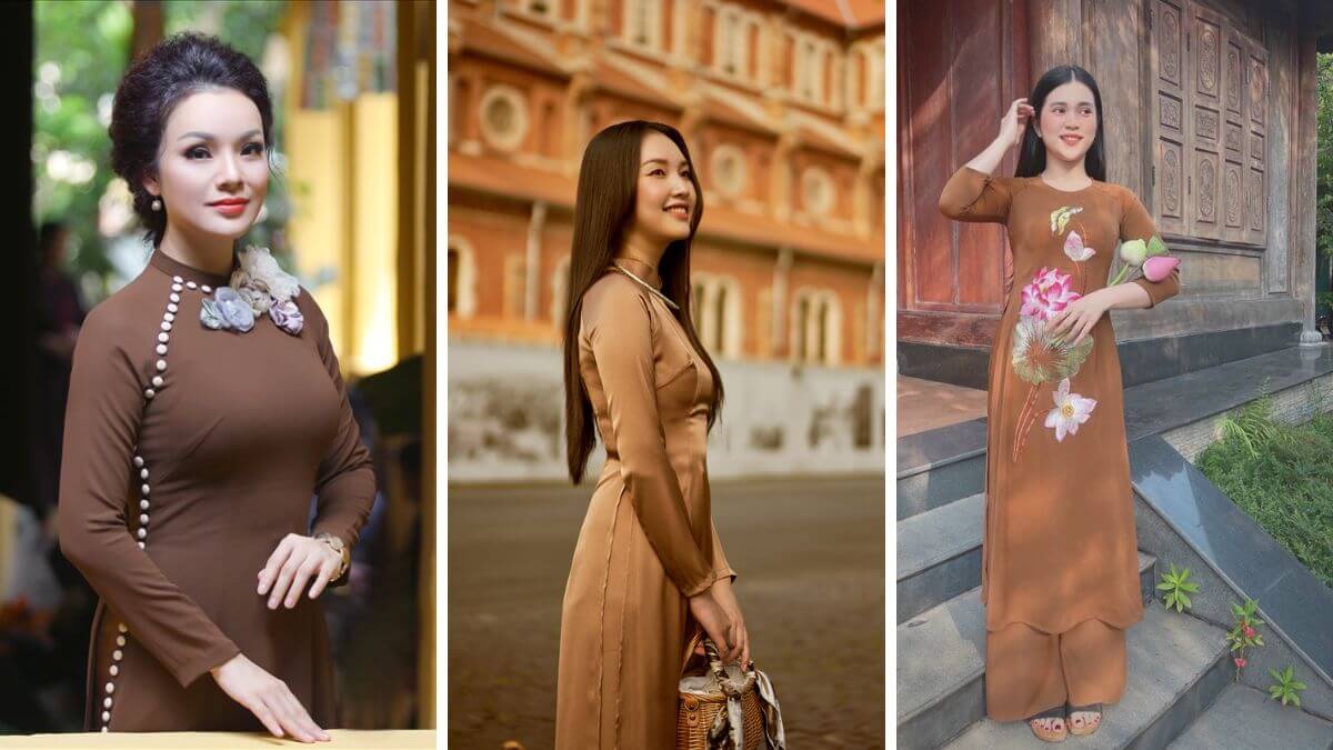 Phong cách của áo dài màu nâu ngày càng đa dạng