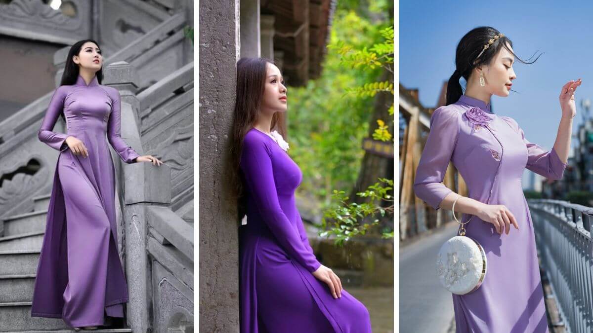 Các mẫu áo dài tím khác nhau sẽ tạo nên nét đẹp độc đáo cho người mặc