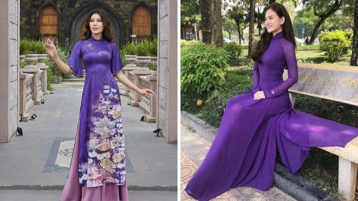 Áo dài tím được xem là sự kết hợp của nét đẹp truyền thống và hài hòa