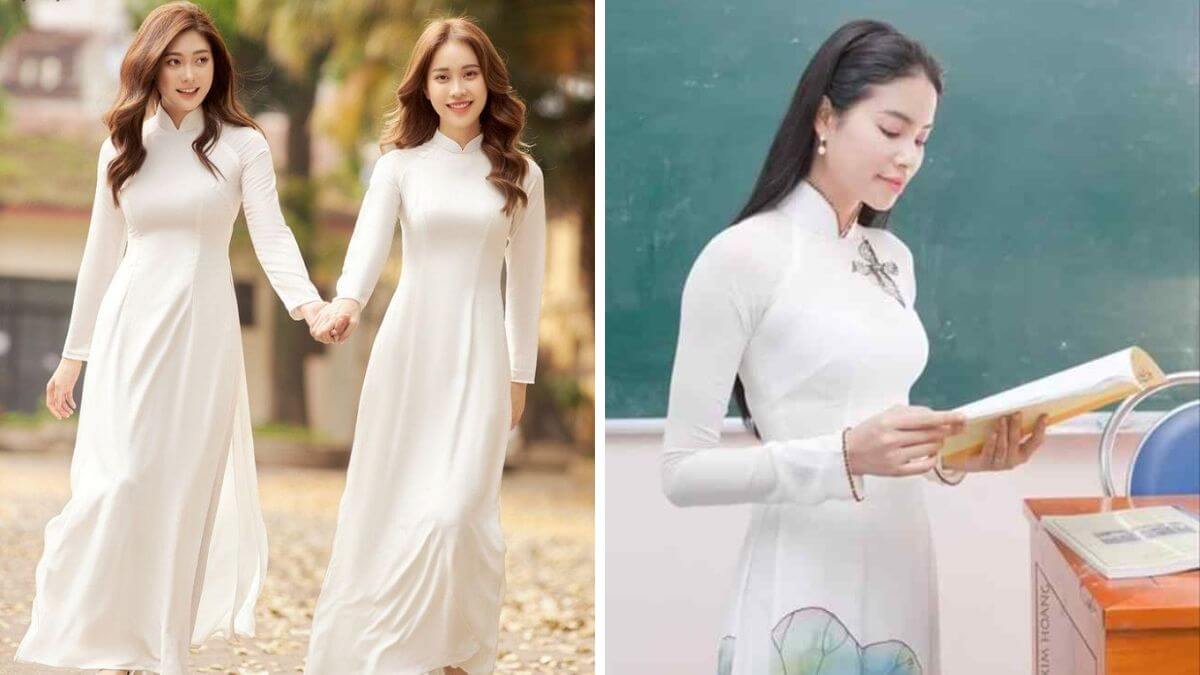 Áo dài màu trắng thường mang vẻ đẹp tinh khôi, trong sáng