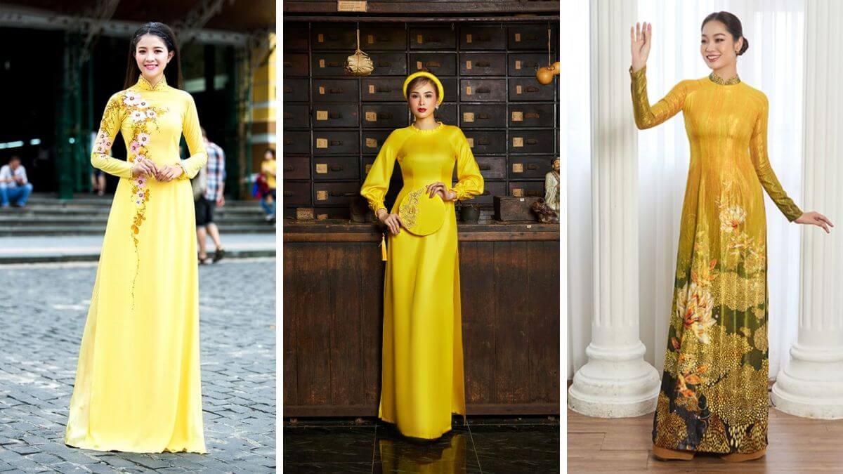 Các mẫu áo dài màu vàng sẽ mang đến vẻ ngoài rực rỡ cho người mặc