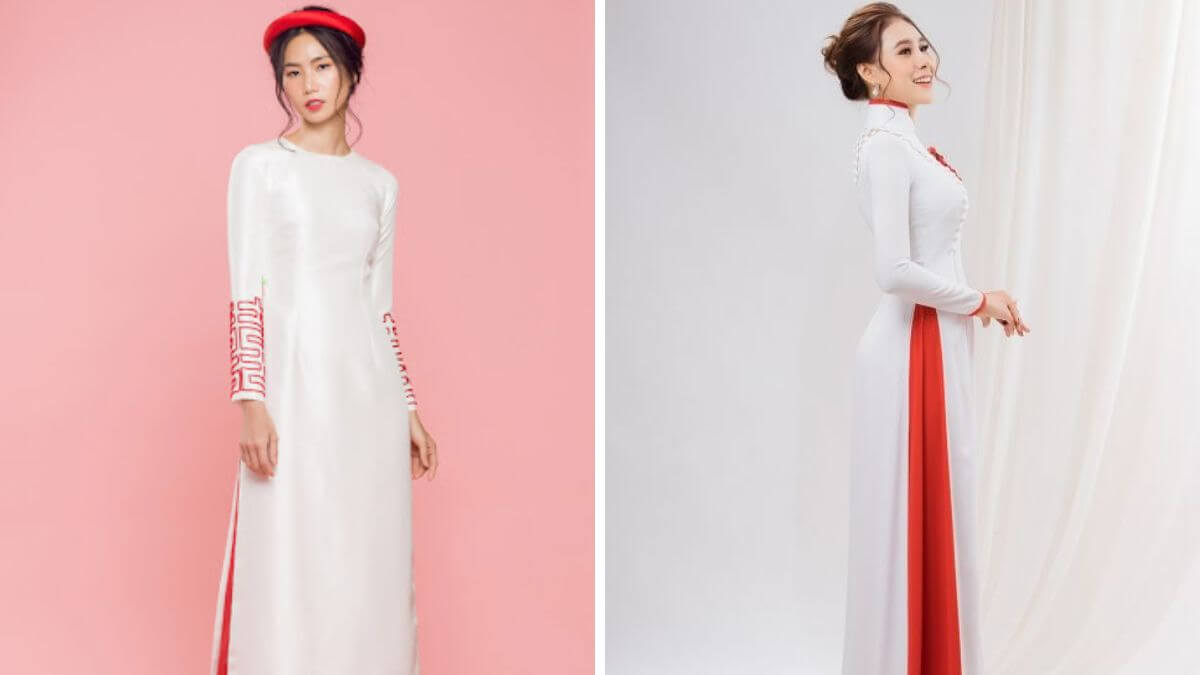 Những mẫu áo dài trắng quần đỏ sẽ tạo nên sự thanh nhã, sang trọng
