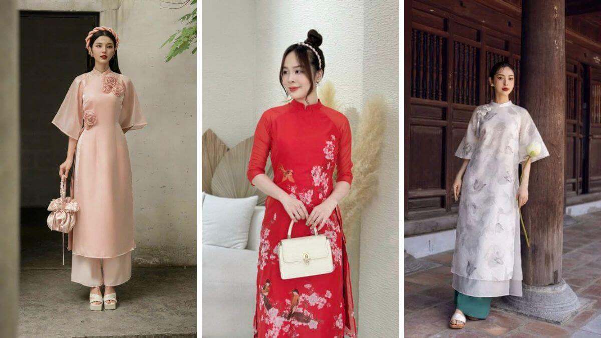 Các kiểu áo dài cách tân vải lụa có thể kết hợp với phụ kiện khác nhau