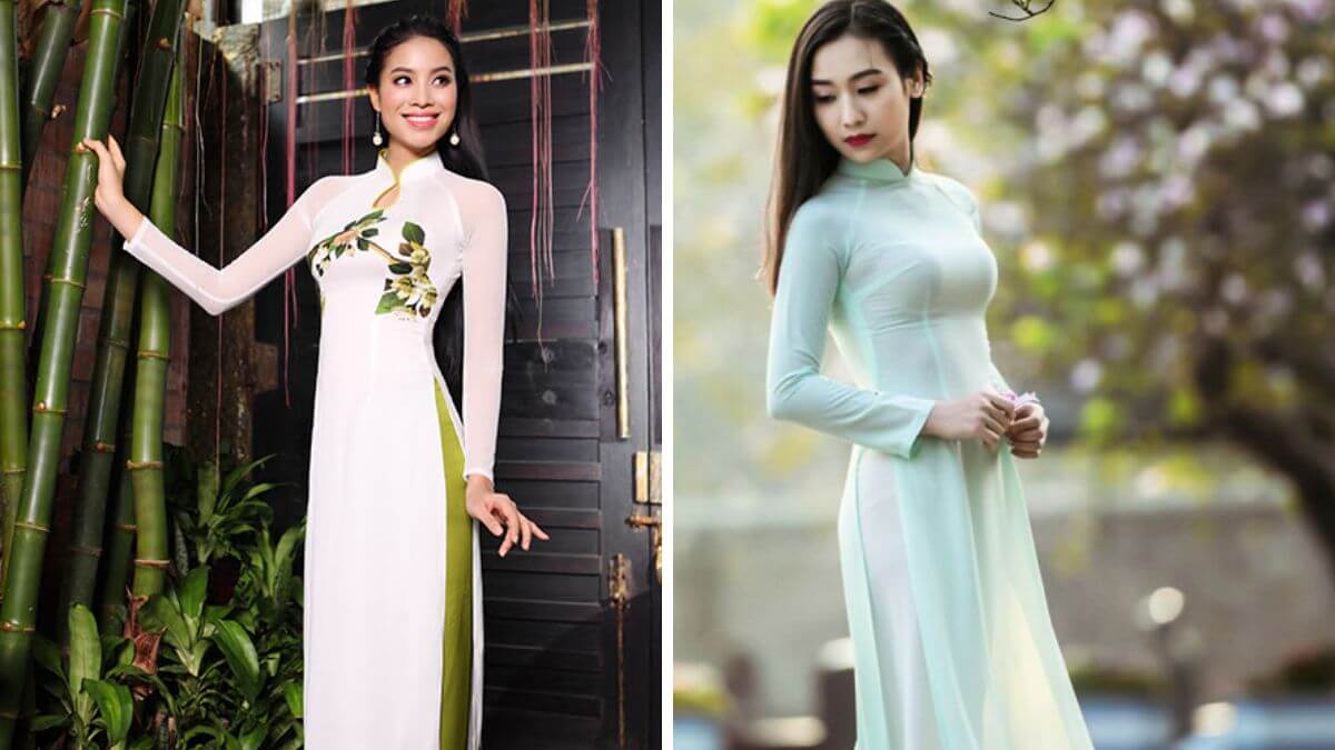 Những mẫu áo dài cổ cao được thiết kế khá đa dạng