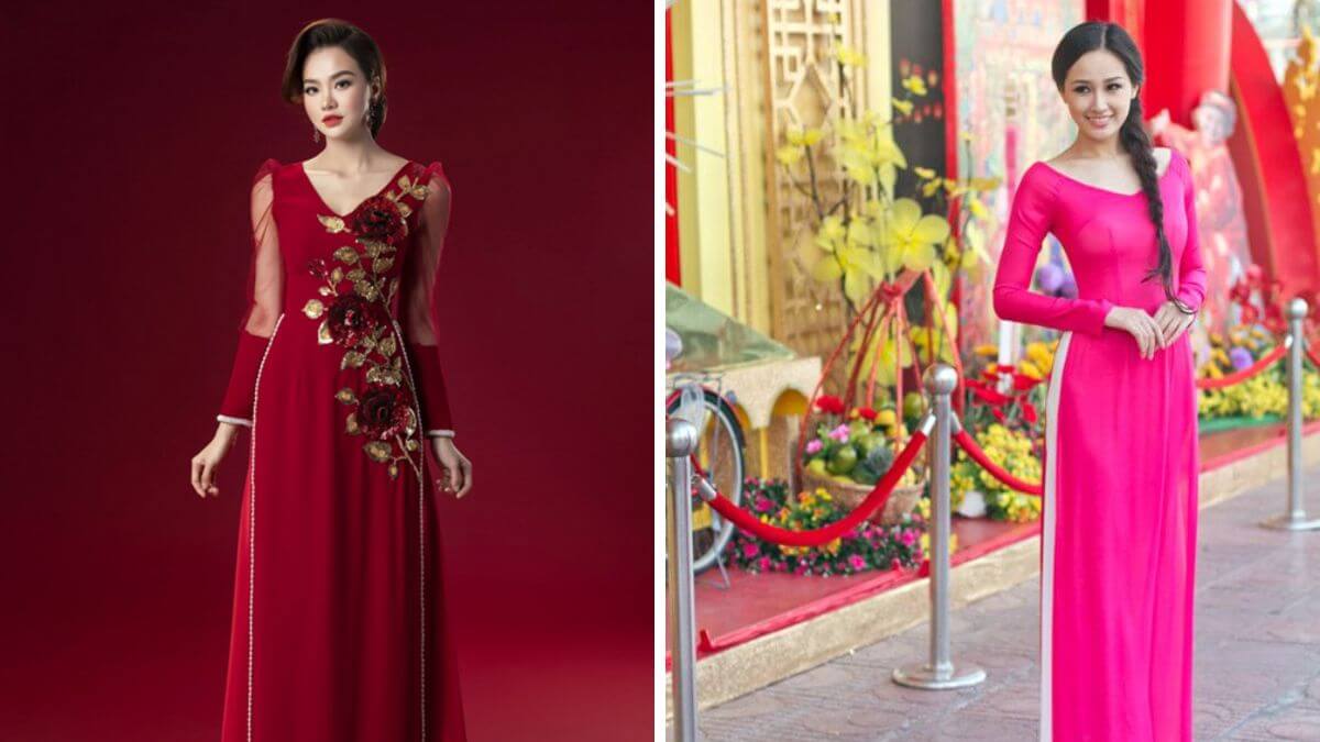 Các kiểu áo dài cổ tim ngày càng được sử dụng phổ biến hơn