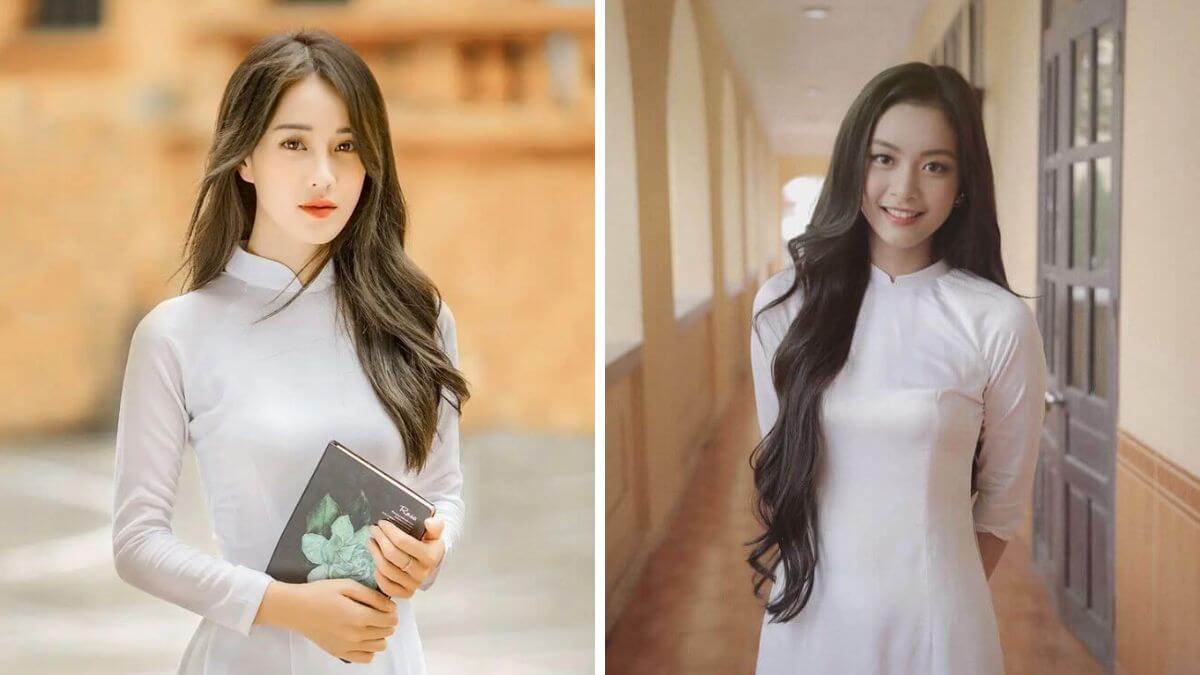 Những kiểu áo dài cổ vuông học sinh ngày càng đa dạng