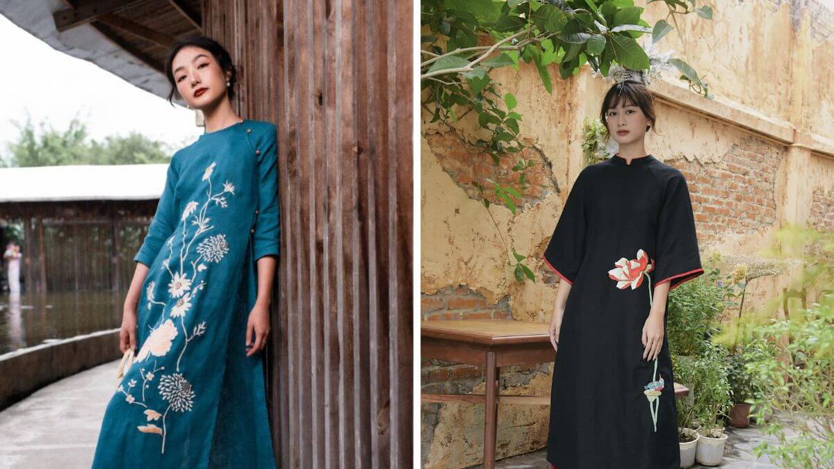 Các mẫu áo dài linen thêu tay thường mang vẻ đẹp tinh tế và độc đáo