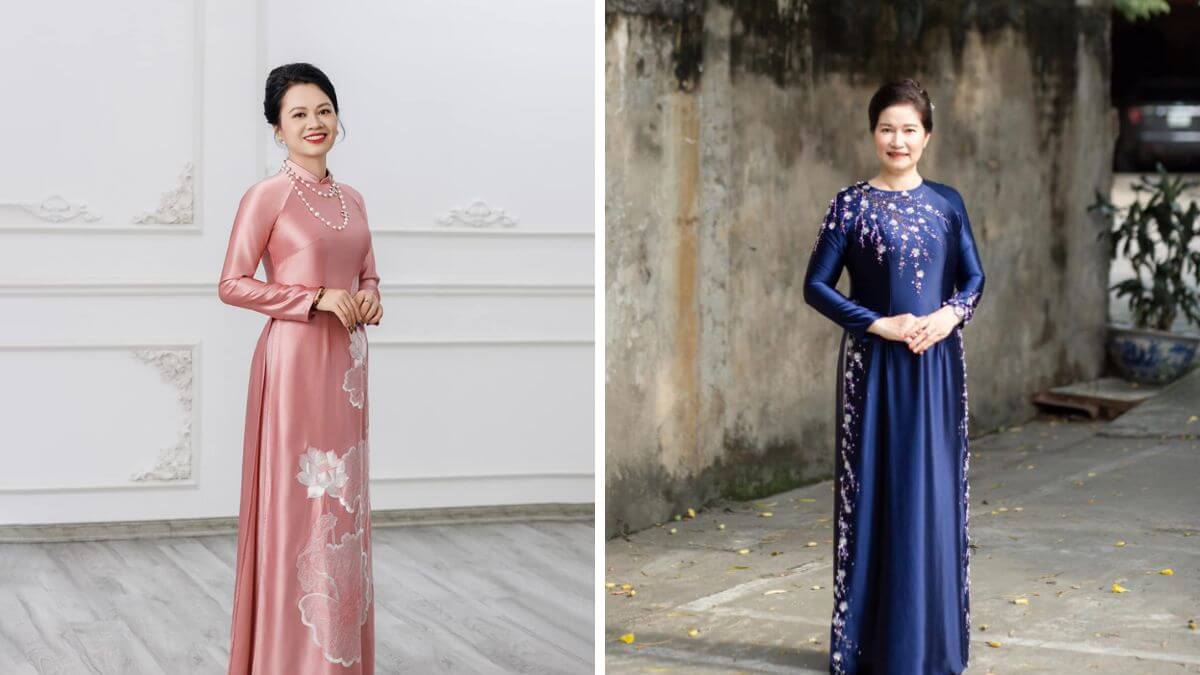 Mẫu áo dài váy trung niên sẽ tôn lên nét đẹp của người mặc
